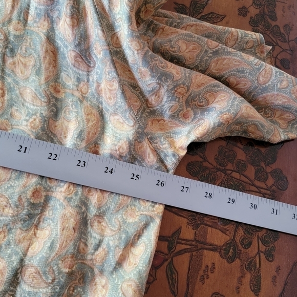 JOSEPH ABBOUD - MEN’S Large Linen PAISLEY PRINT DRESS SHIRT Tan Green T22 - Picture 6 of 6